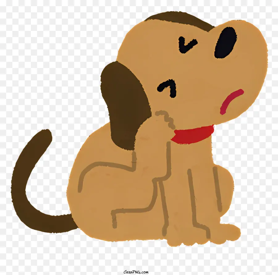 Kecil Anjing Coklat，Merah Kerah PNG