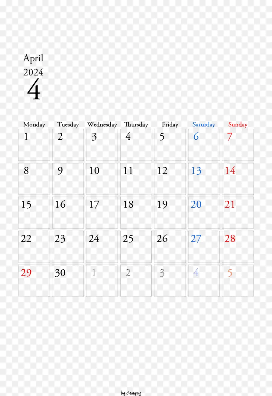 Kalender April 2024，Kalender PNG