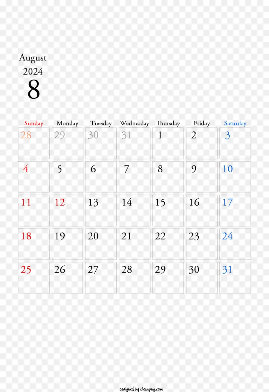 Kalender Agustus 2024，Kalender Agustus PNG