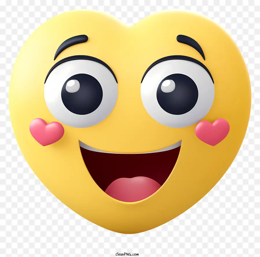 Emoji Datar Dengan Mata Hati，Emoji Jantung Kuning PNG
