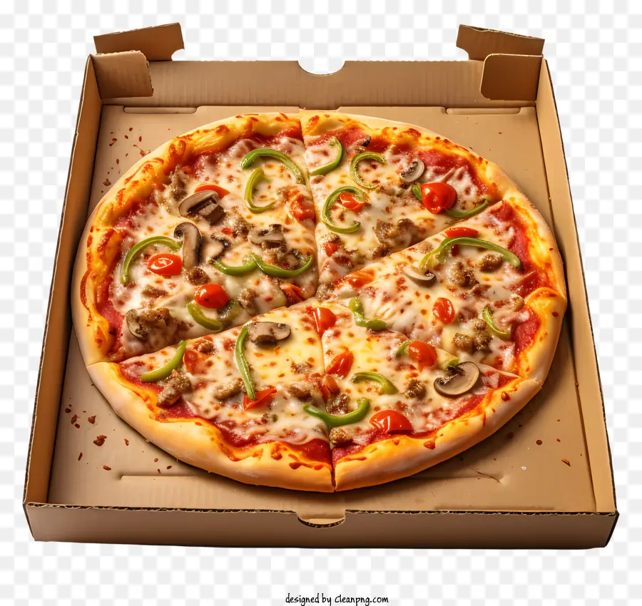 Pizza Gaya 3d Dalam Kotak Terbuka，Pizza Sayur PNG