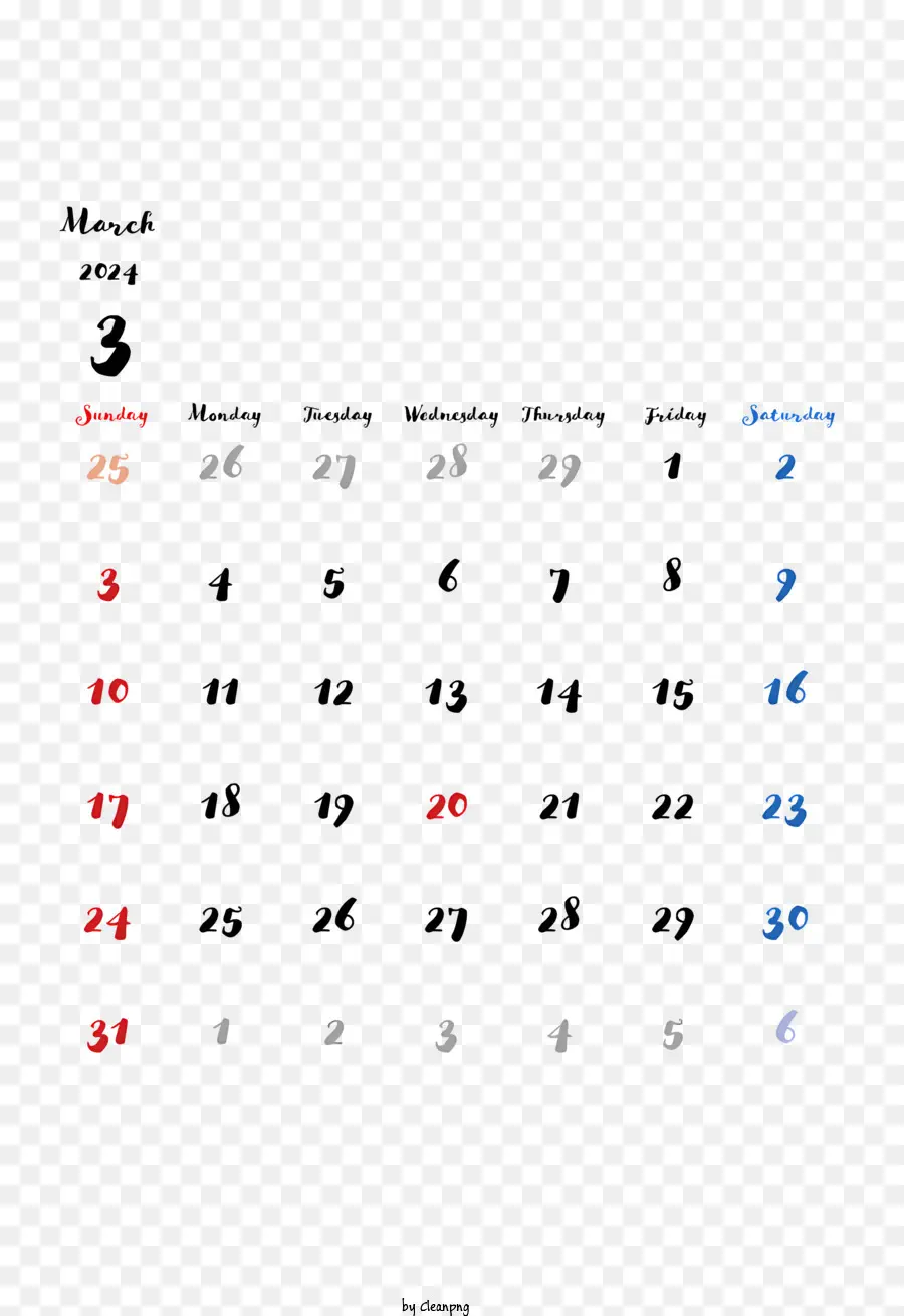 Kalender Maret 2024，Kalender PNG