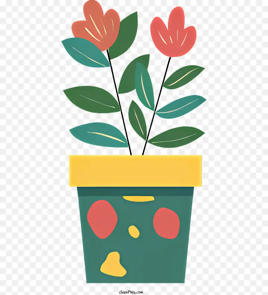 Pot Tanaman，Bunga Bunga Merah PNG