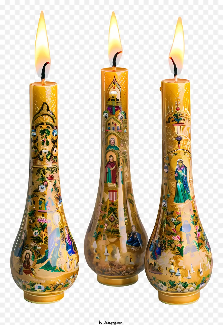 Lilin Tahun Baru Ortodoks，Vas Kuning PNG