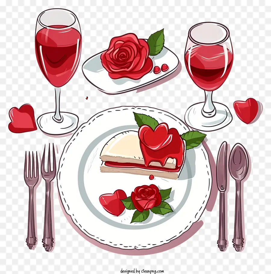 Set Makan Malam Romantis Kartun，Makan Malam Romantis PNG