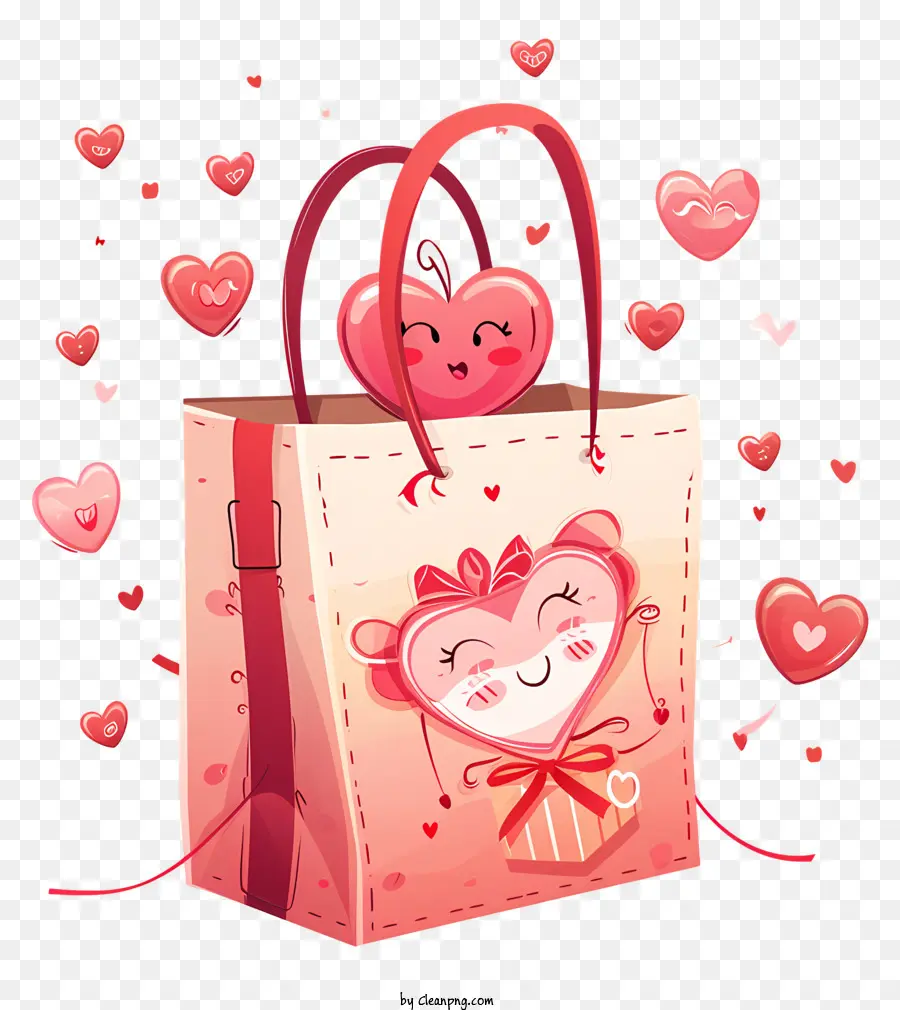 Tas Hadiah Valentine，Tas Hadiah Dengan Hati PNG