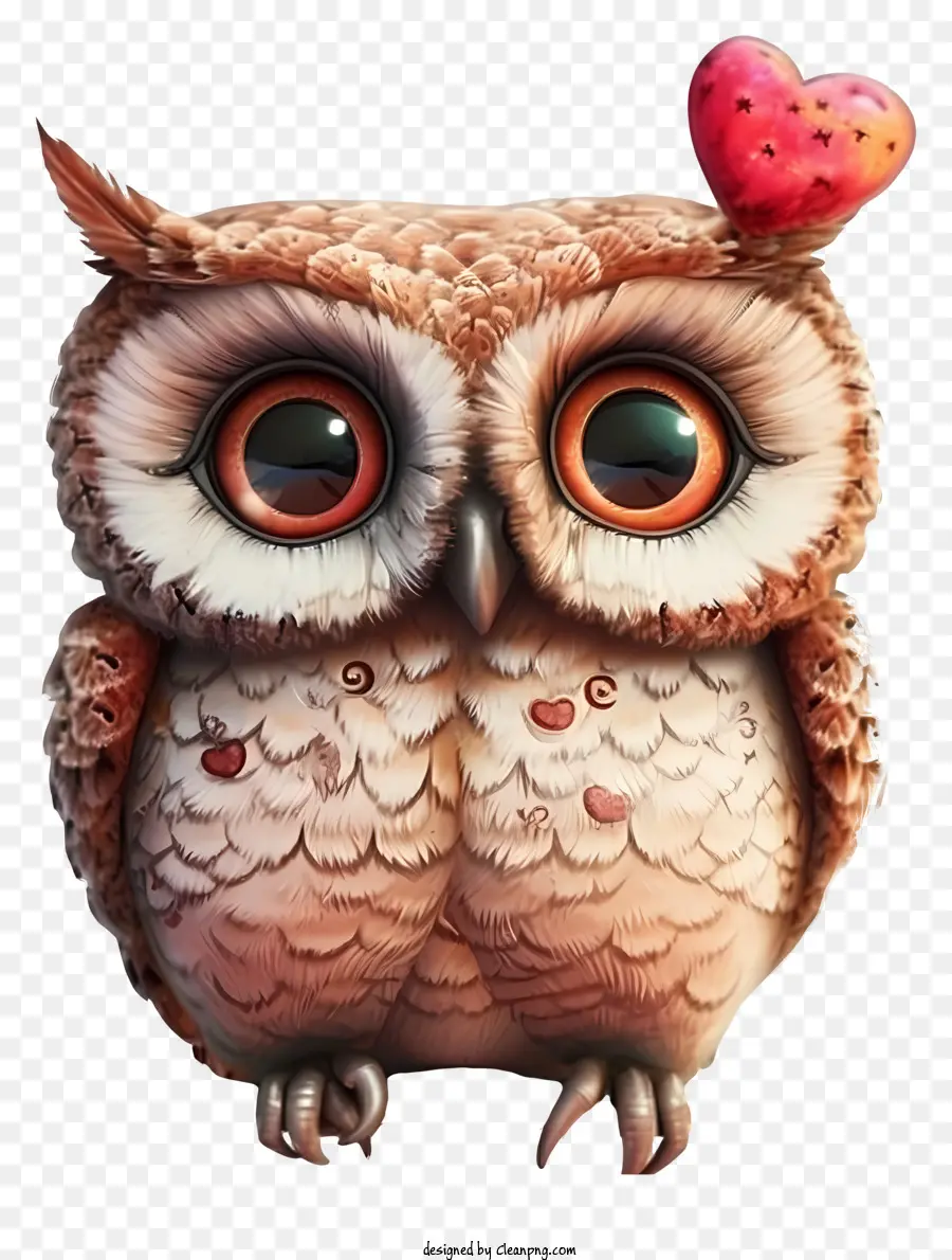 Psd 3d Romantic Valentine Owl，Hantu Cokelat PNG