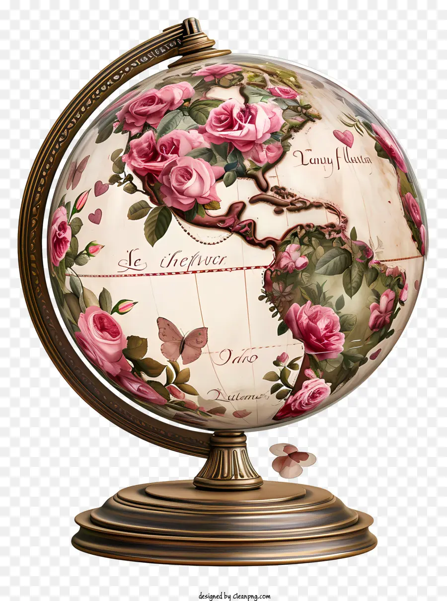 Valentine Loveglobe，Globe Dengan Mawar PNG