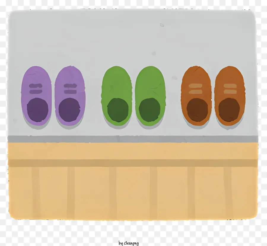 Sepatu Warna Warni，Sepatu Di Permukaan Kayu PNG
