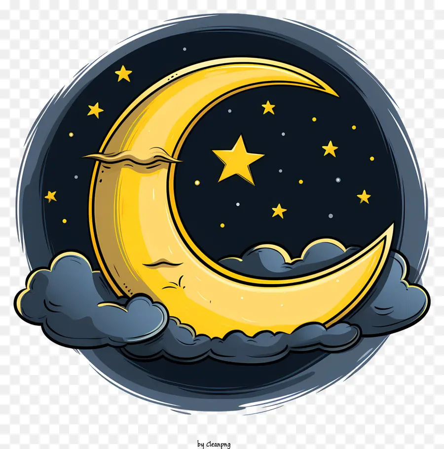 Ikon Tidur Gaya Doodle，Bulan Sabit PNG