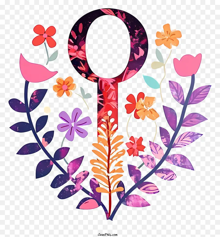 Ilustrasi Vektor Datar Yang Minimalisasi，Simbol Dan Bunga Gender Wanita PNG