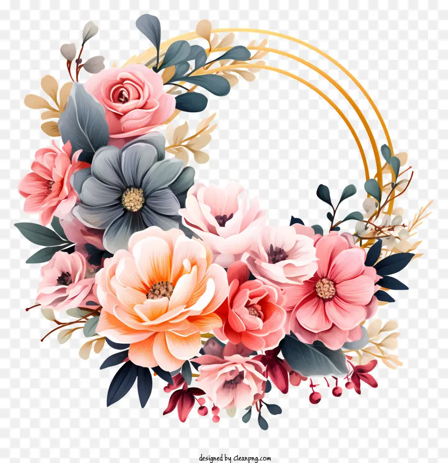 Bingkai Bunga Pernikahan Pastel，Karangan Bunga PNG