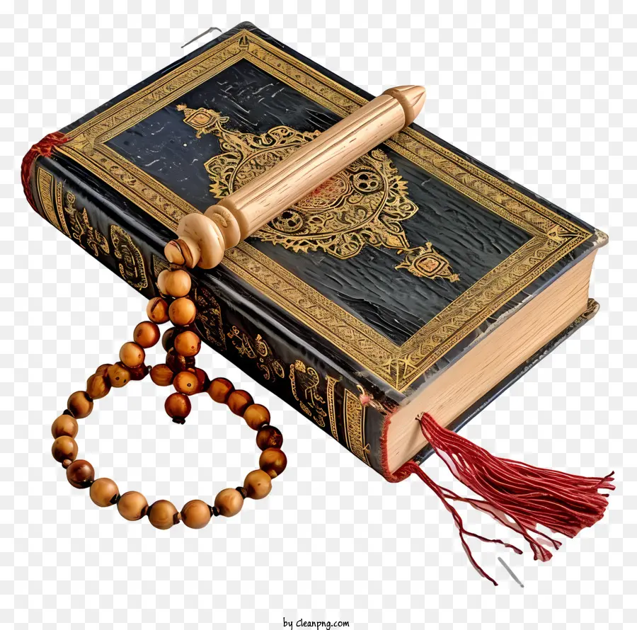 Buku Al Quran Dan Tasbih，Buku Dengan Manik Manik PNG