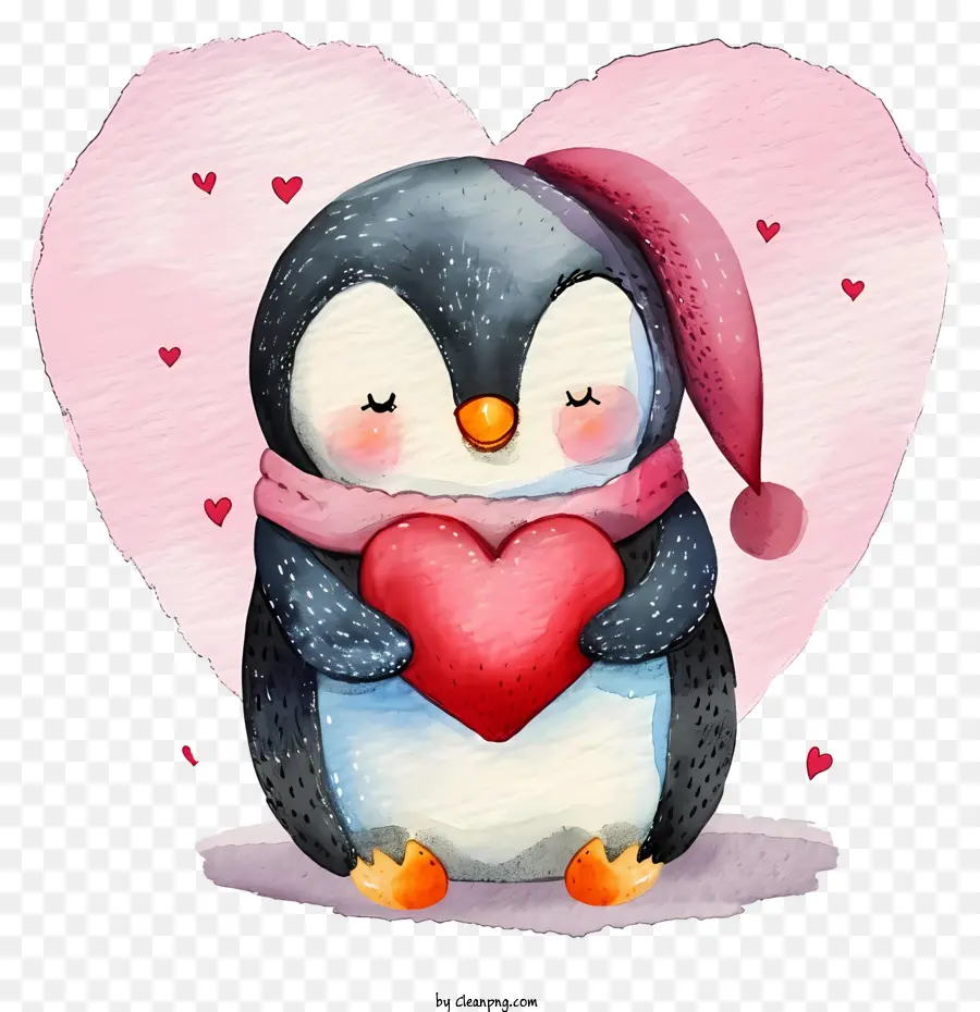 Penguin Valentine Datar，Kartun Penguin PNG