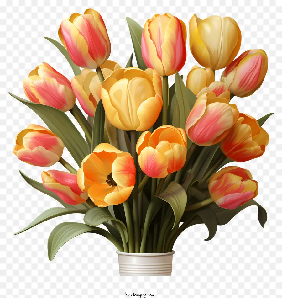 Karangan Bunga Tulips Gaya Realistis，Orange Tulip PNG