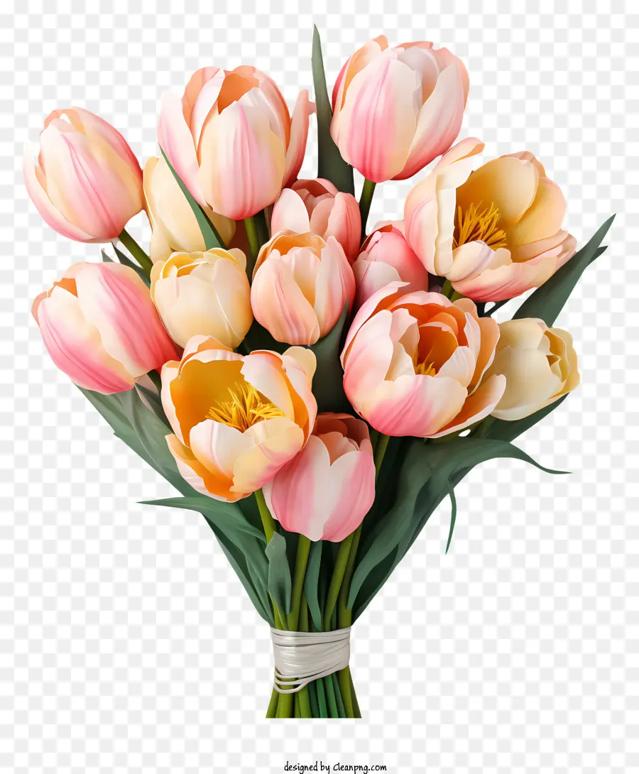 Buket Pastel Tulips，Karangan PNG