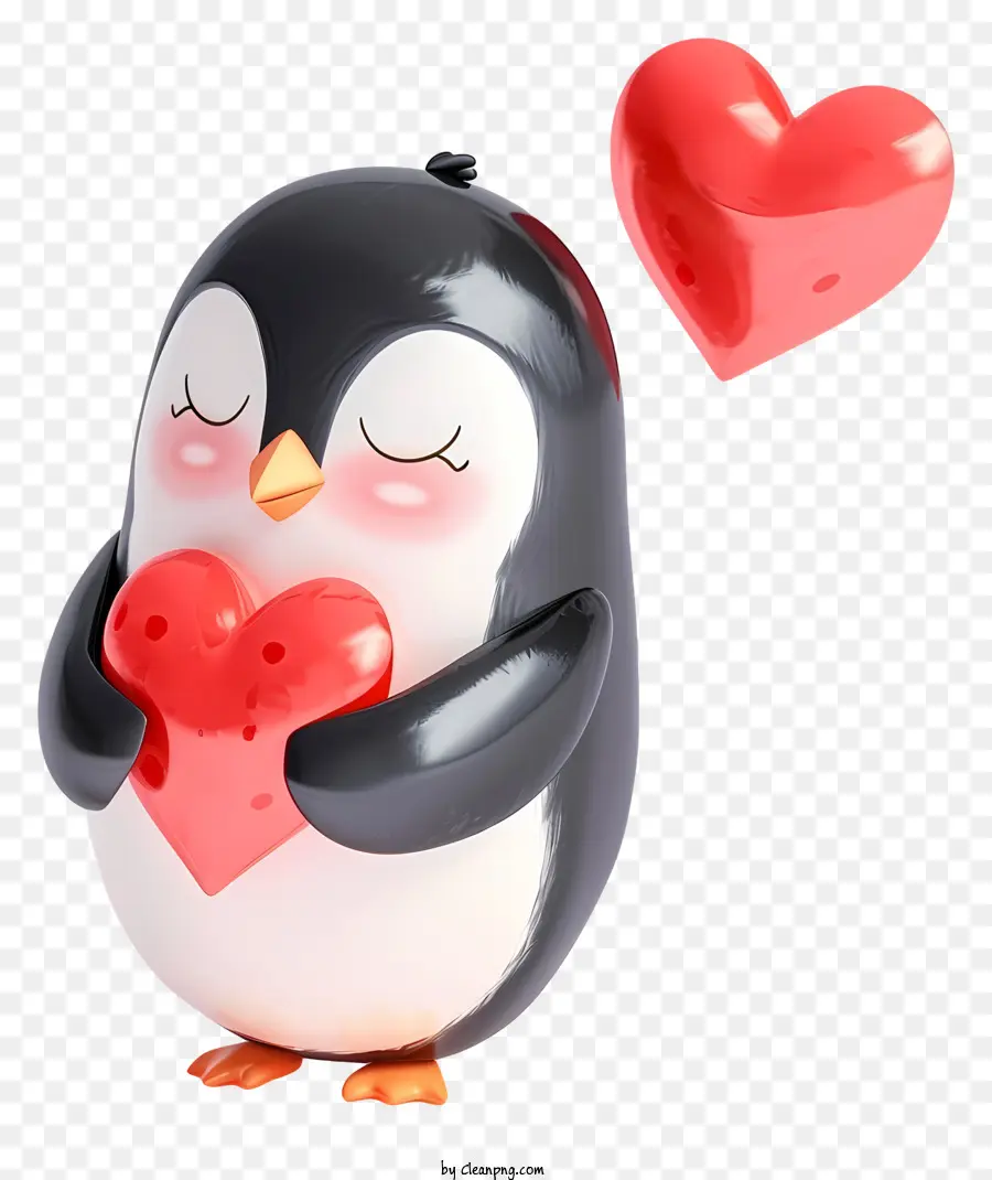 Psd Penguin Valentine 3d，Penguin Dengan Hati PNG