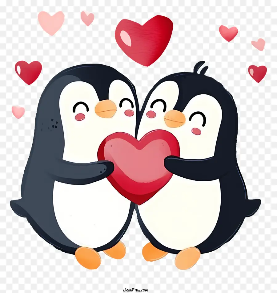 Ilustrasi Vektor Datar Yang Minimalisasi，Penguin Valentine PNG