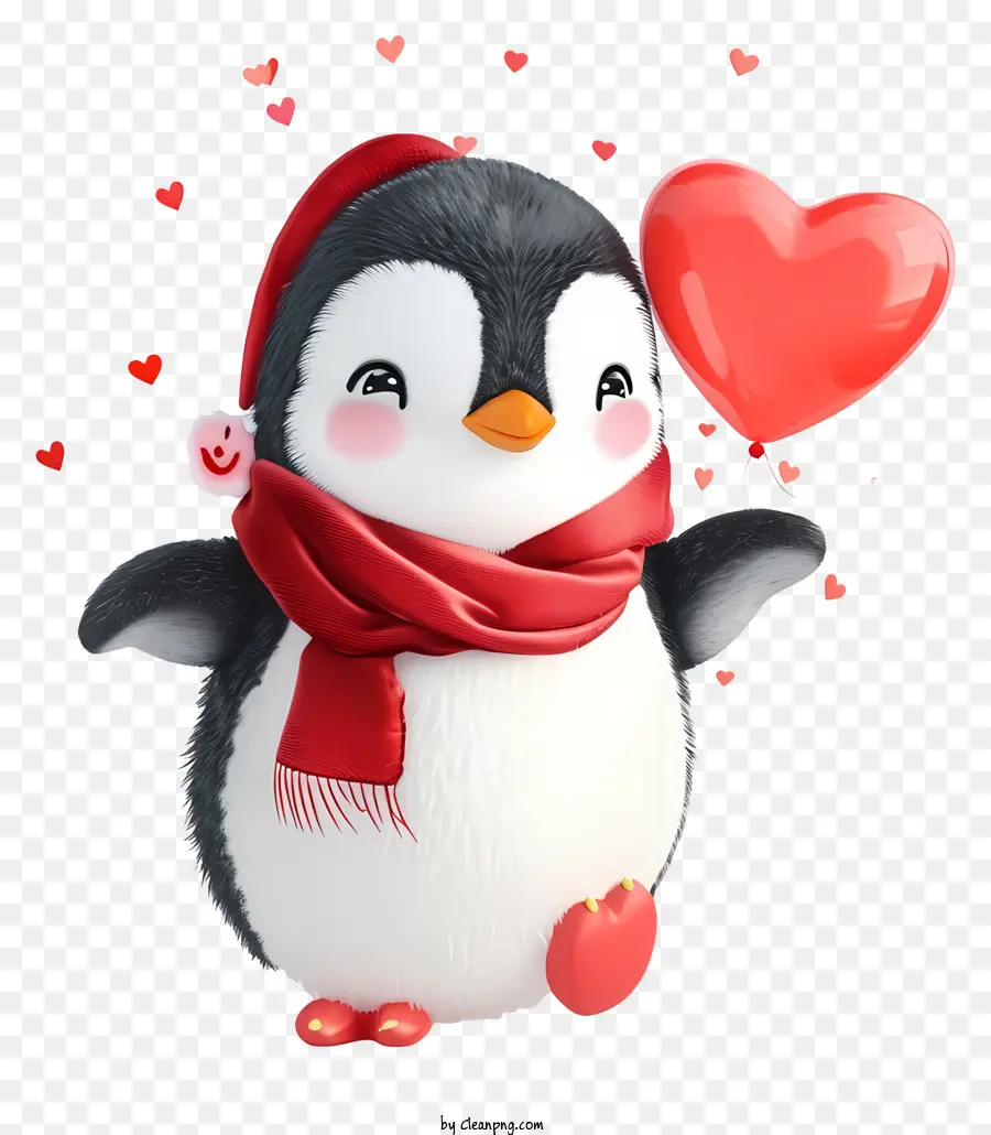 Psd 3d Valentine Penguin，Lucu Penguin PNG