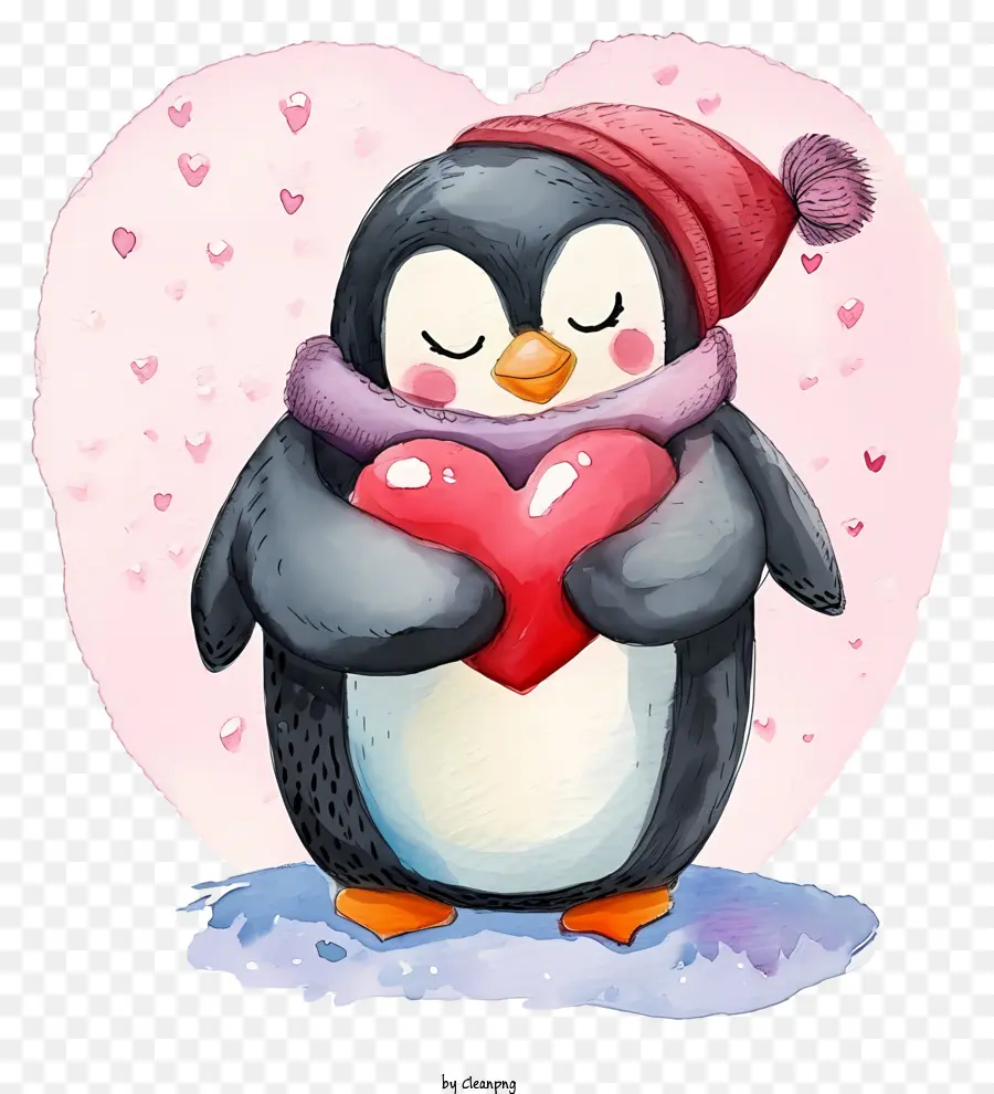 Penguin Valentine，Batu Berbentuk Hati PNG