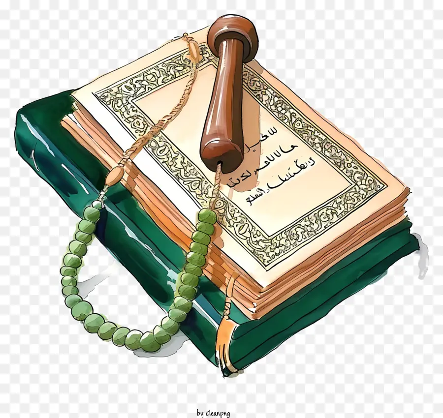 Kitab Kudus Koran Dan Doakan Manik Manik，Quran Hijau PNG