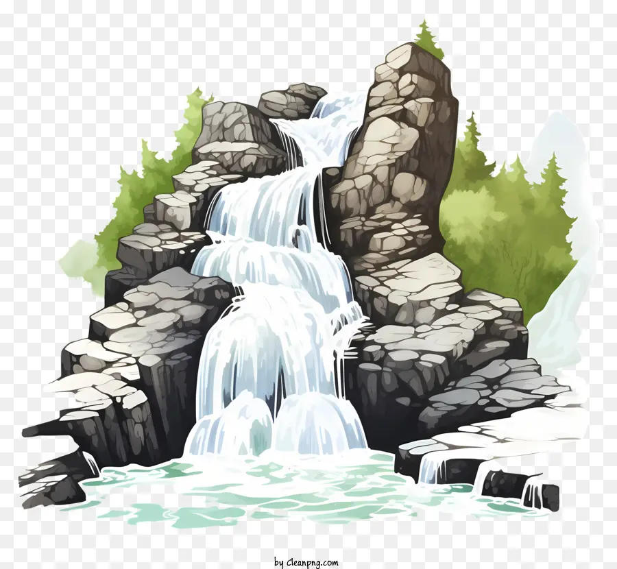 Air Terjun Gaya Sketsa，Air Terjun PNG