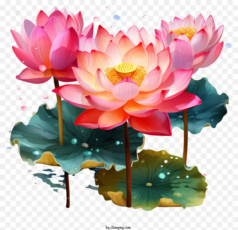 Bunga Lotus Cat Wol Warna，Bunga Teratai Merah Muda PNG
