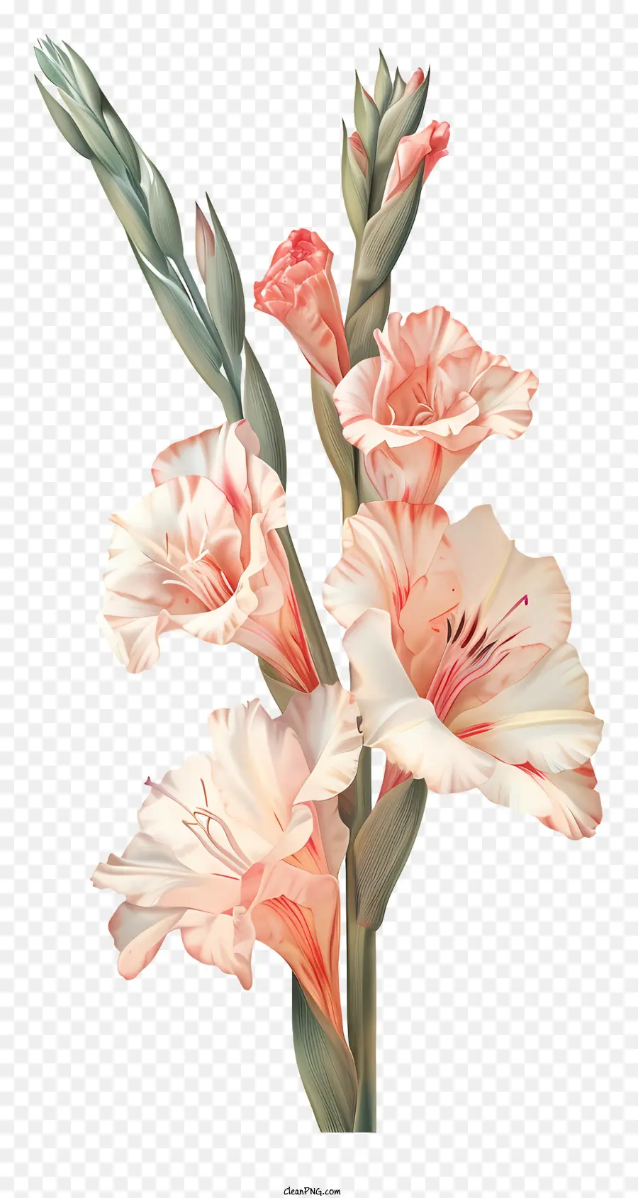 Gladiol，Bunga Merah Muda Dan Putih PNG