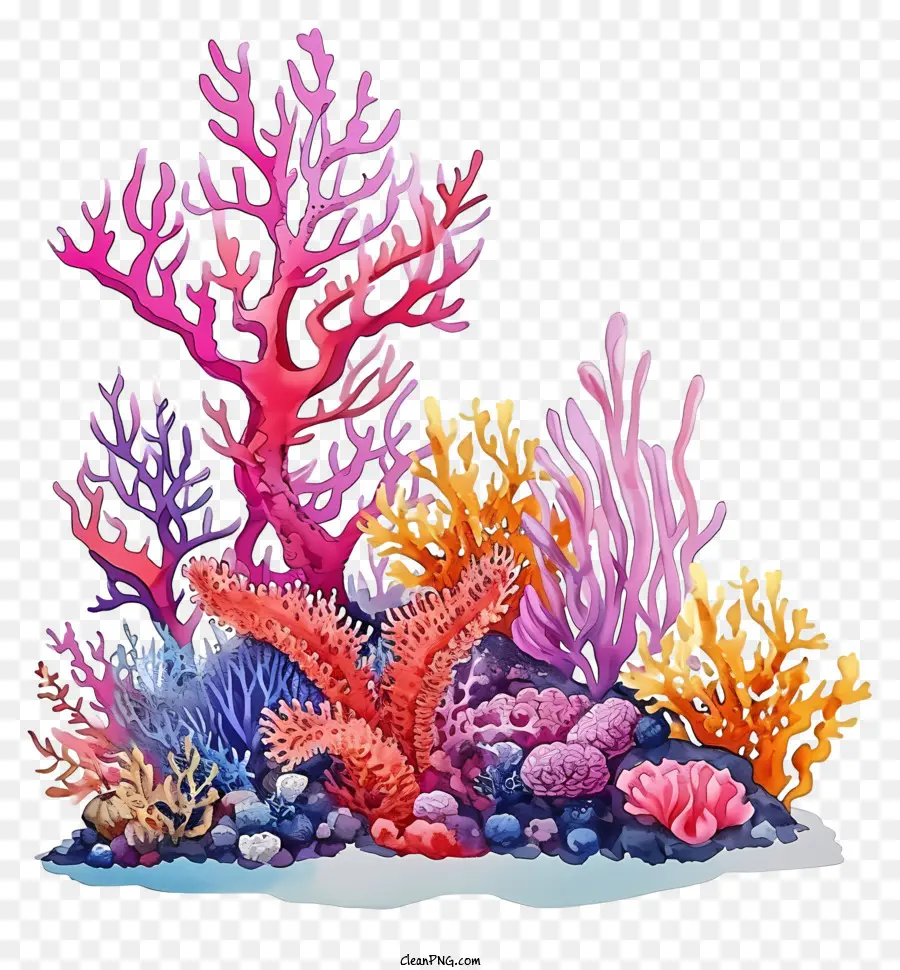 Watercolor Coral Reef，Lukisan Lanskap Bawah Air PNG
