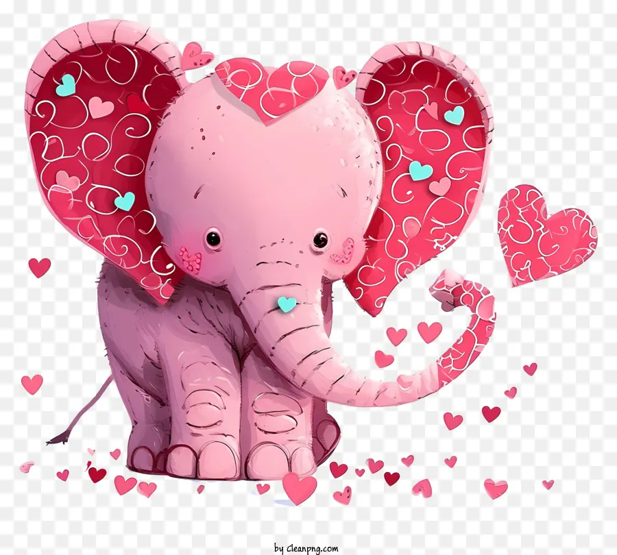 Gajah Pink，Bintik Bintik Berbentuk Hati PNG