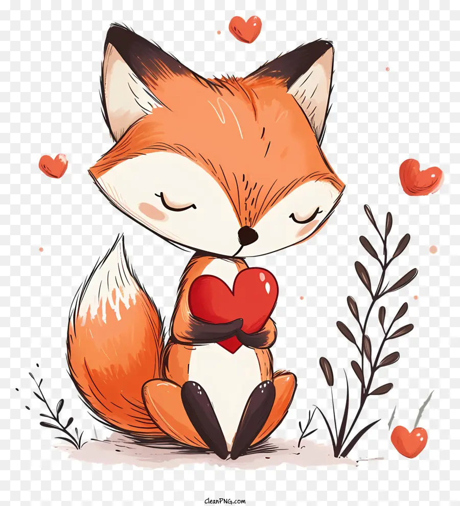 Valentine Fox，Lucu Kartun Fox PNG