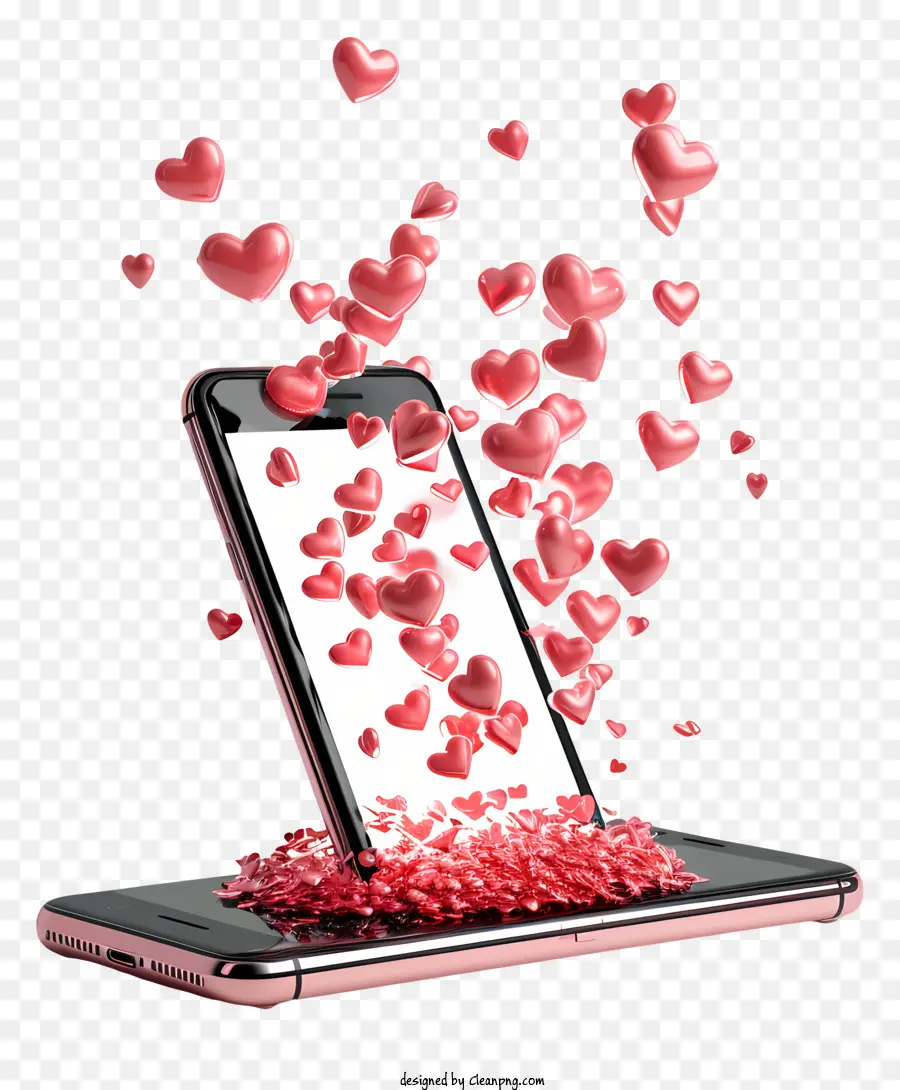 Telepon Valentine，Hati Pink PNG