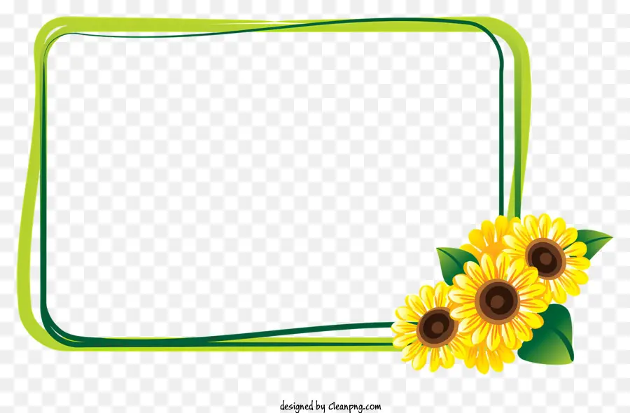Bunga Matahari Frame，Hijau Daun PNG