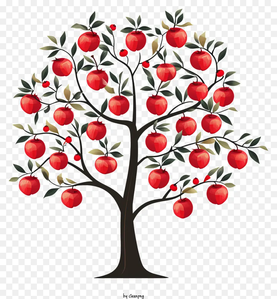 Pohon Apel Merah，Latar Belakang Hitam PNG