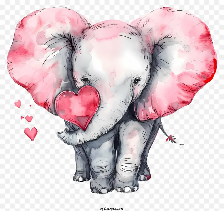 Gajah Valentine Cat Air，Lukisan Gajah PNG