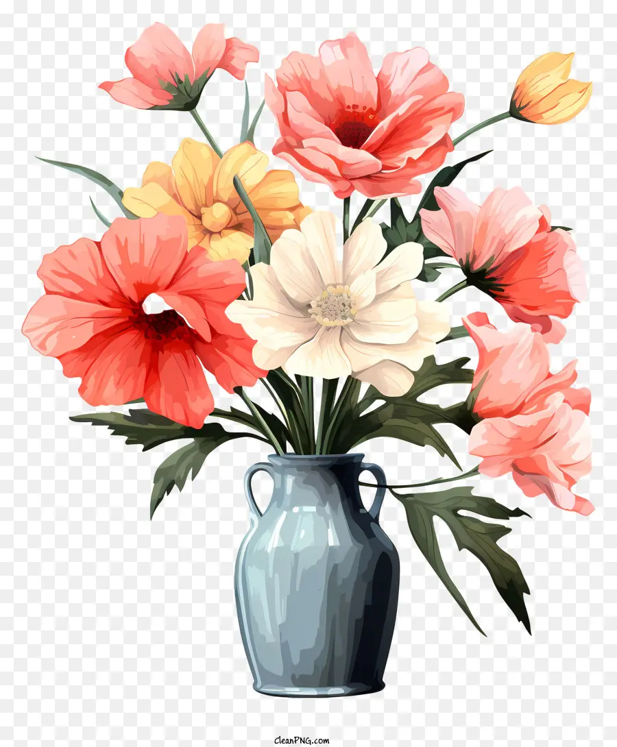 Bunga Gaya Realistis Dalam Vas，Pengaturan Vas PNG