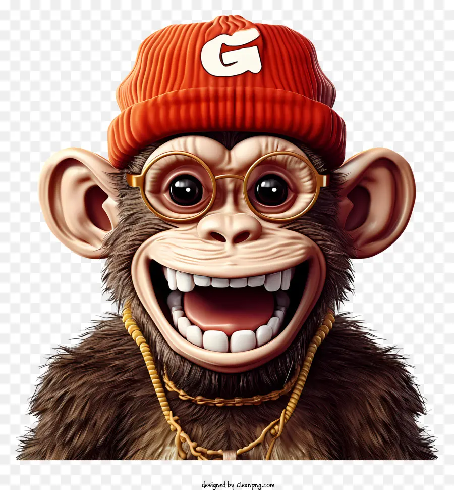 Senyum Monyet Memakai Topi Beanie，Monyet PNG