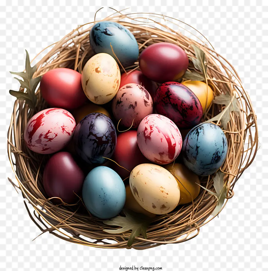 Telur Paskah Dalam Keranjang，Telur Berwarna Warni PNG