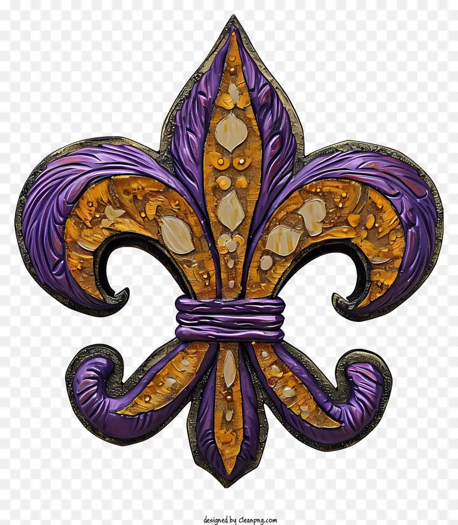 Fleur De Lis，Fleur De Lis Ungu Dan Emas PNG