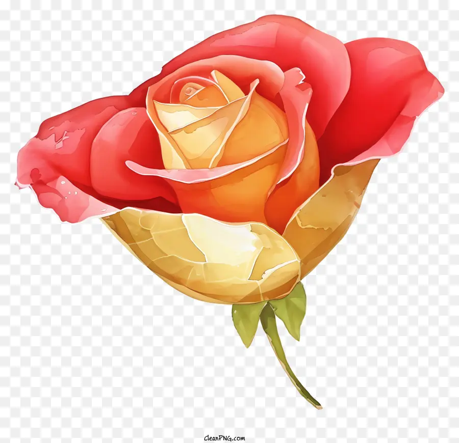 Mawar Dan Kertas Cat Air，Mawar Merah PNG