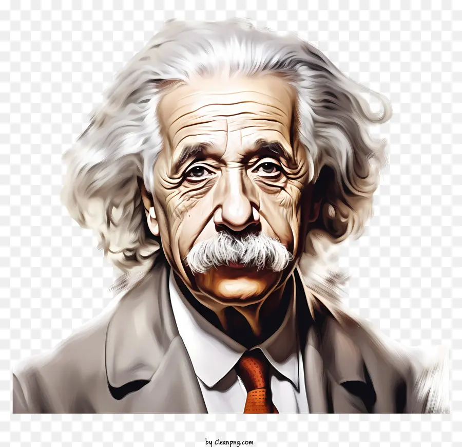 Doodle Style Albert Einstein Portrait，Lukisan Digital PNG