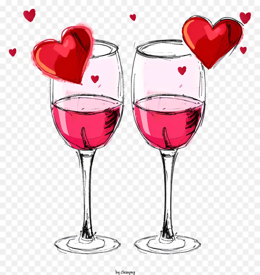 Gelas Anggur Valentine Yang Digambar Tangan，Gelas Anggur PNG