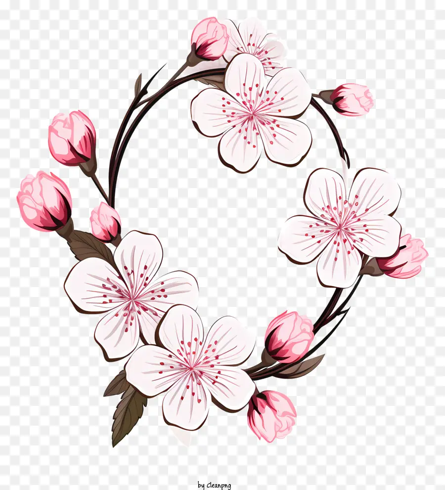 Sketch Style Cherry Branch Blossom，Bunga Sakura PNG