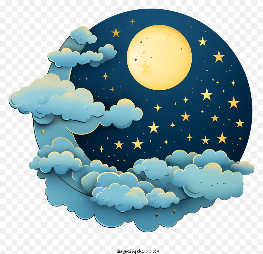 Bulan Dan Bintang Cat Air，Bulan PNG