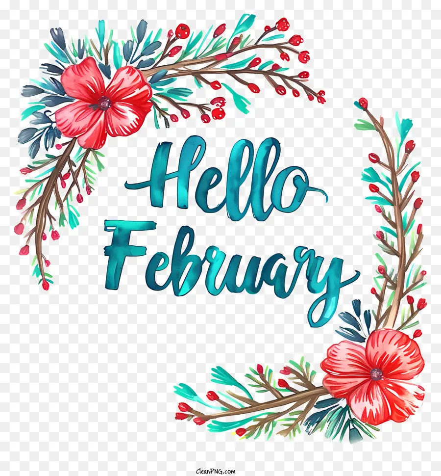 Halo Februari，Karangan Bunga Bunga PNG