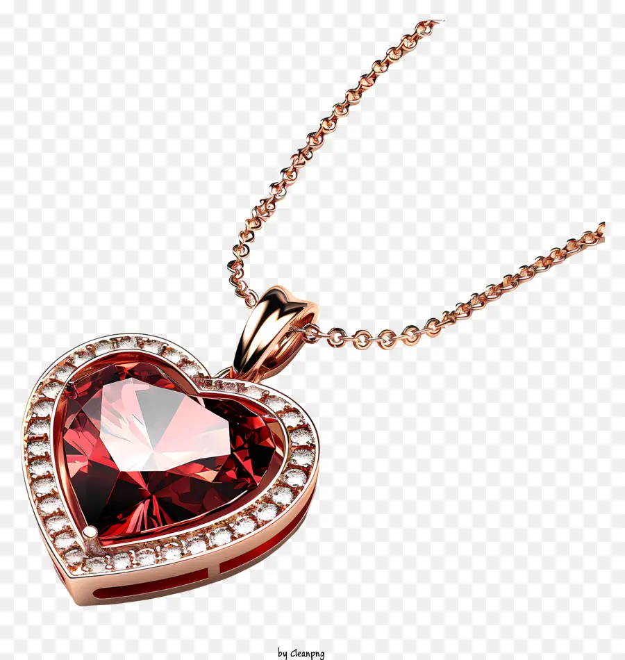 Perhiasan Hari Kasih Sayang，Kalung Hati Merah PNG