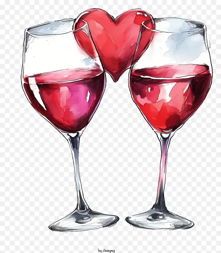 Garis Sketsa Gelas Anggur Valentine，Anggur Merah PNG