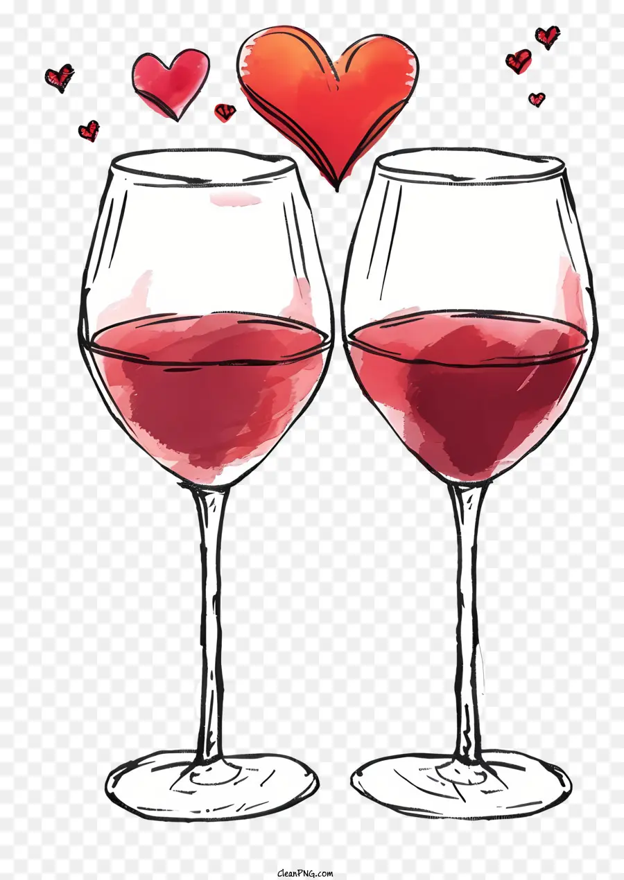 Gelas Anggur Valentine Yang Digambar Tangan，Gelas Anggur PNG