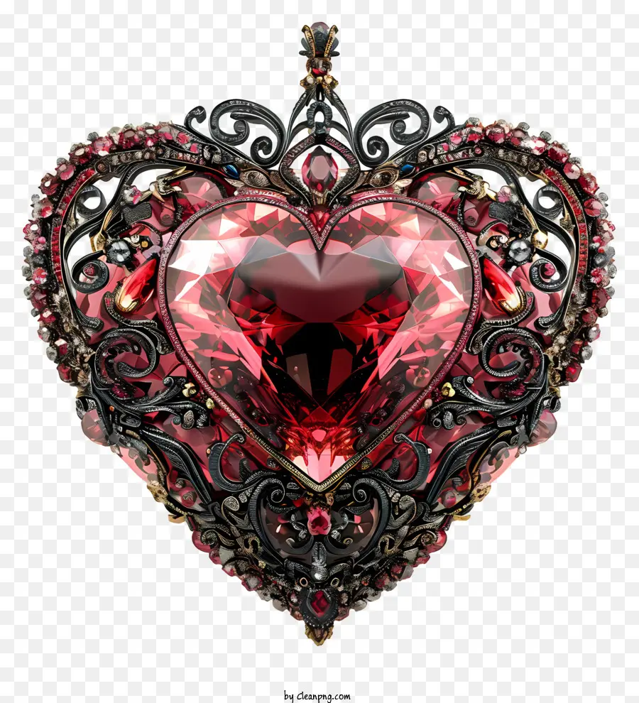 Perhiasan Hari Kasih Sayang，Hati Kristal Merah Muda PNG