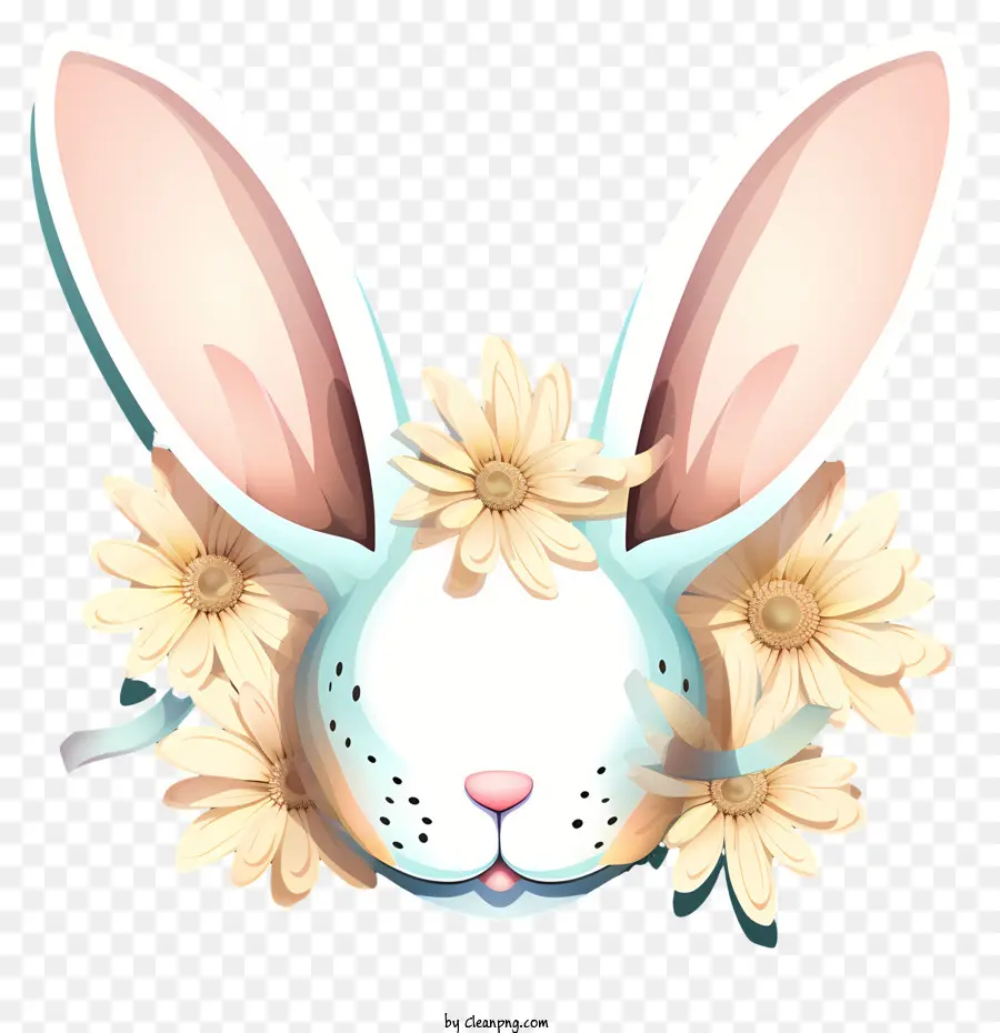Telinga Kelinci Dengan Bunga Aster，Kelinci PNG